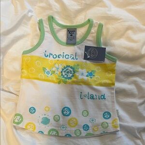 Pumpkin Patch Floral Tropical Tank Top - White and Yellow